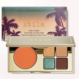Stila Color Cocktail Travel Cheek Lip & Eye Palette – Peach, Gold, Teal, Brown